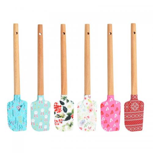 Custom Mixing Silicone Spatulas with wooden handle Manufacturers