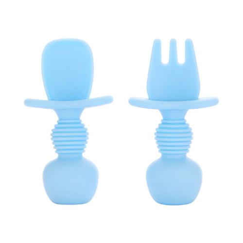China Manufacturer kids baby silicone feeding spoon and fork set Wholesale