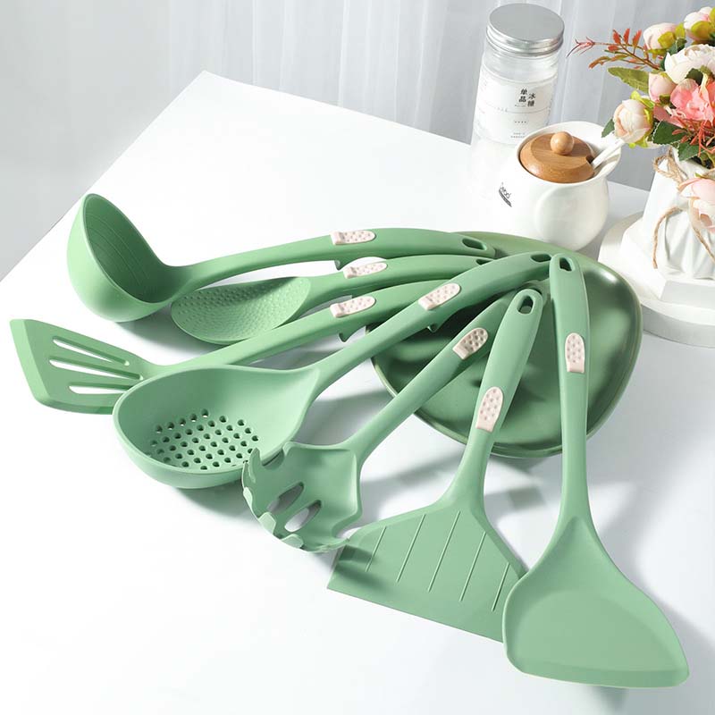 LFGB Kitchen Utensils Set Tools 7pcs includes Pasta Fork Turner Rice Scoop Skimmer Spoon Slotted Turner Soup Ladle Shovel