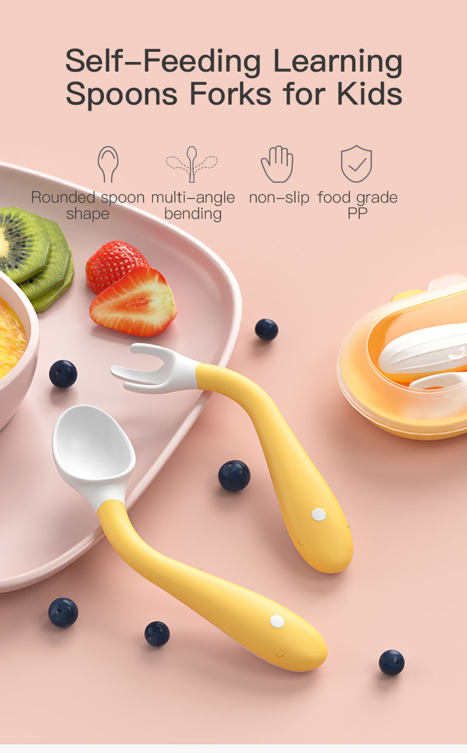 Rounded Baby Silicon Spoon And Fork