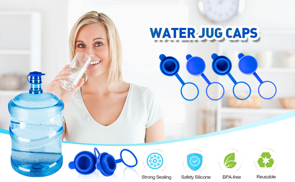 5 Gallon Water Jug Bottle Caps Reusable Durable Silicone No-Spill Jug Lid for 55mm Bottles