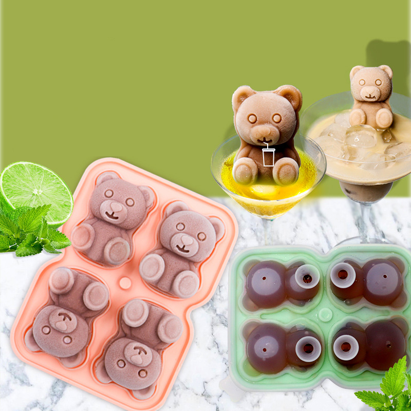 Bear Ice Cube Tray Maker Bpa Free Reusable Easy Release Cute 