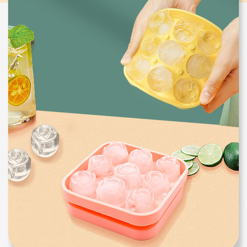 silicone rose ice cube tray with lid ice ball maker custom