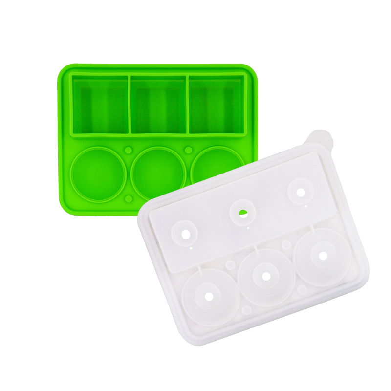 Custom Silicone Square Round Ice Cube Tray Mold Maker With Lid And Bin