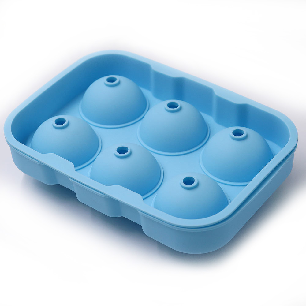 6 Cavity Food Grade Ball Shape Silicone Ice Tray Silicone Round Shape