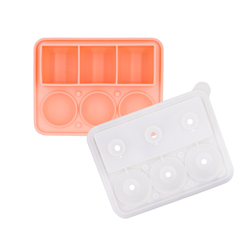 Custom Silicone Square Round Ice Cube Tray Mold Maker With Lid And Bin