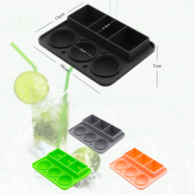 Custom Silicone Square Round Ice Cube Tray Mold Maker With Lid And Bin