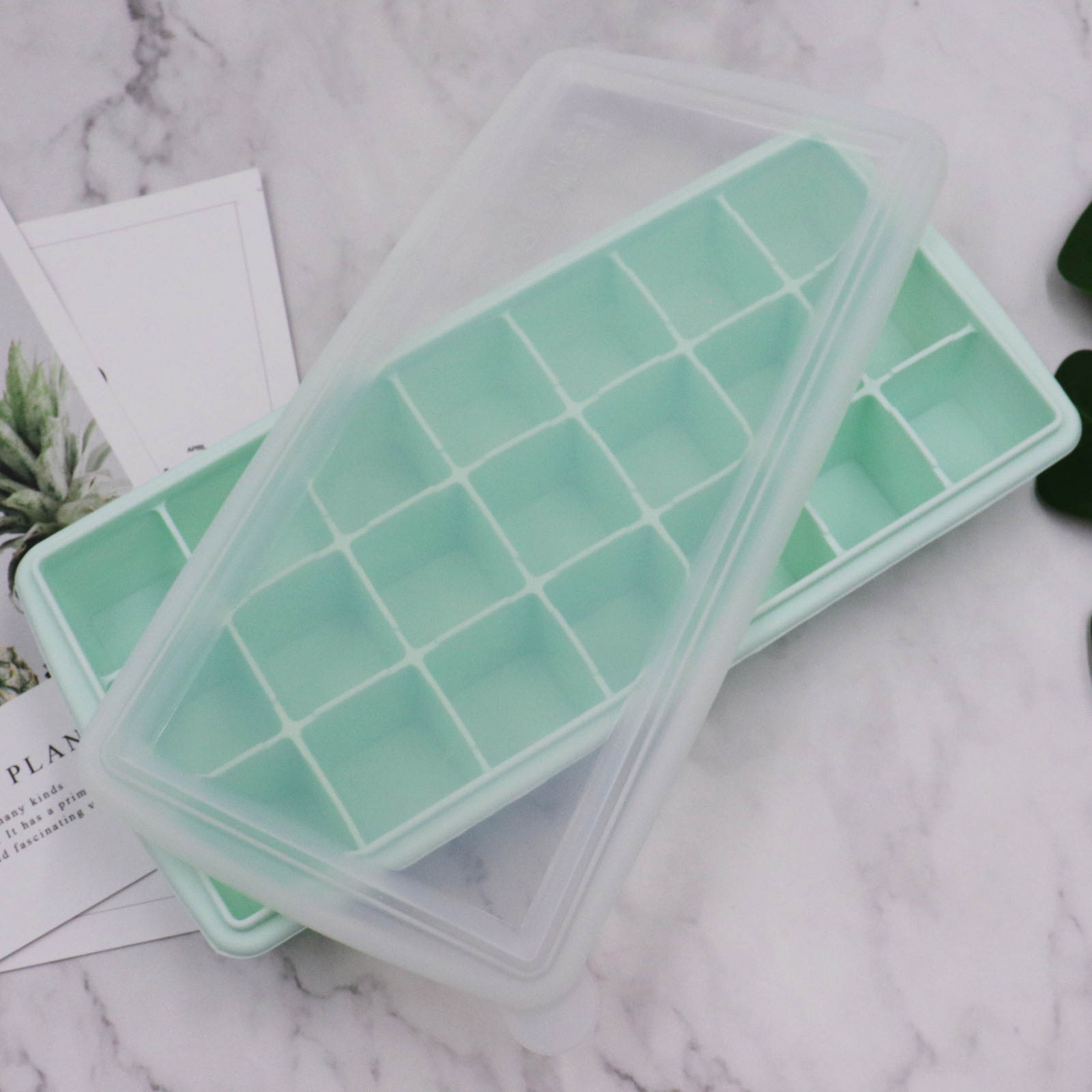 21 Holes Silicone Ice Cube Tray with Removable Lid