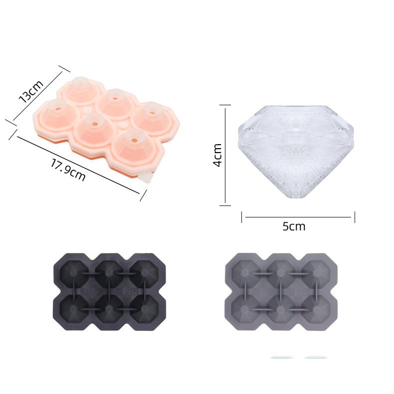 Diamond Shaped BPA Free Ice Cube Mold Easy Release Silicone Ice Cube Tray With Cover