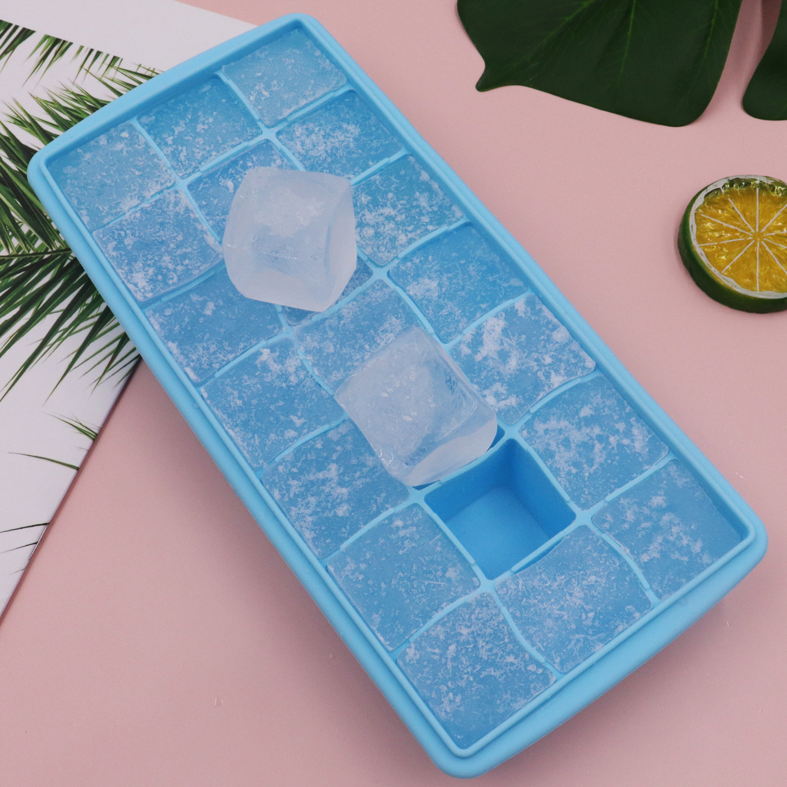 21 Holes Silicone Ice Cube Tray with Removable Lid