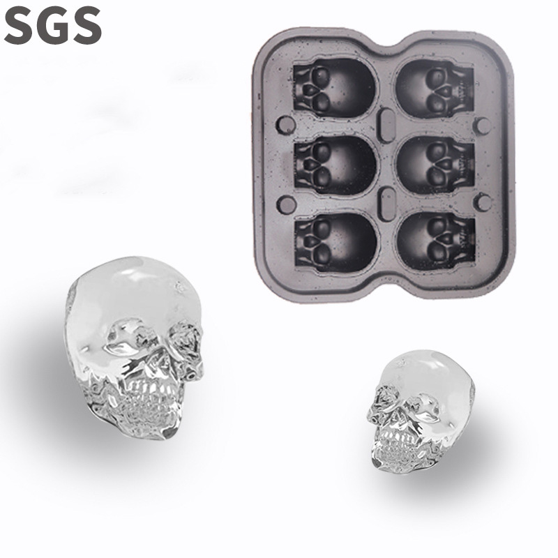 Skull Ice Cube Mold Silicone Skull Ice Tray with Funnel Design Easy to Fill & Release