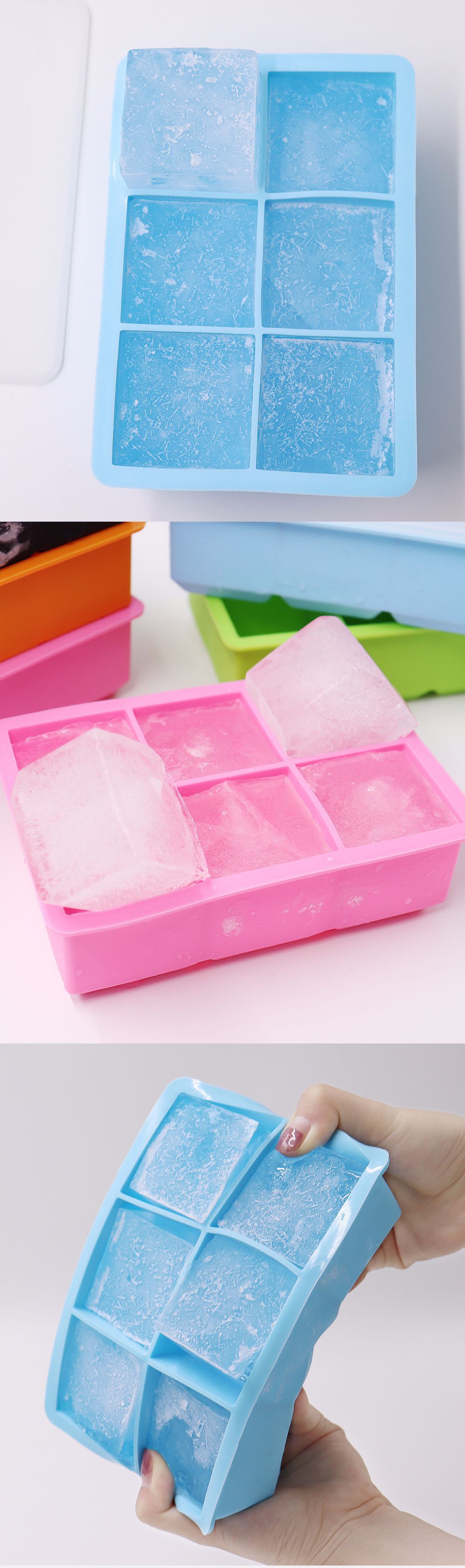 6 Cavity Food Grade Silicone Ice Tray Mold Silicone Ice Maker