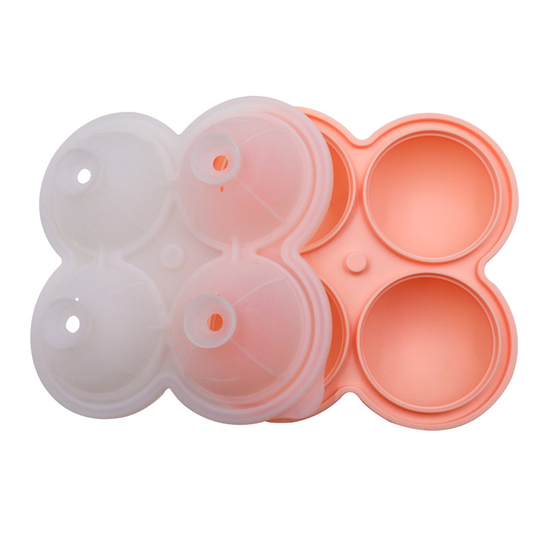 4 Cavity High Quality Round Shape Ice Mould Silicone Ice Cube Tray Whisky Ice Cube Ball