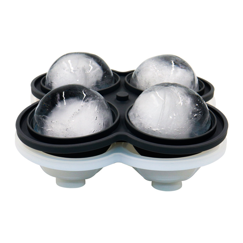 4 Cavity High Quality Round Shape Ice Mould Silicone Ice Cube Tray Whisky Ice Cube Ball