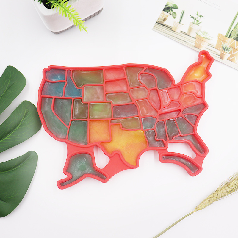 Mini American Map Ice Ball Maker Silicone USA Map Shape Ice Cubes Mold Silicone USA Map Shape Ice Cubes Mold