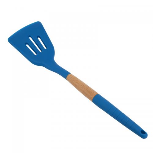 Factory Direct Supply Silicone Spatula Cooking Turner with Rubber Wood Handle