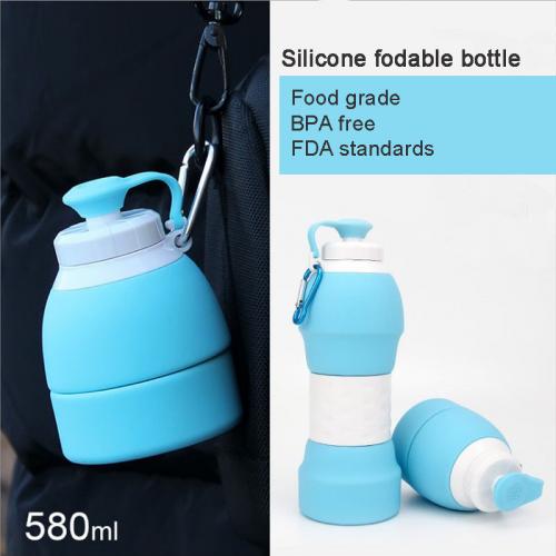 custom 550ml outdoor foldable water bottles silicone