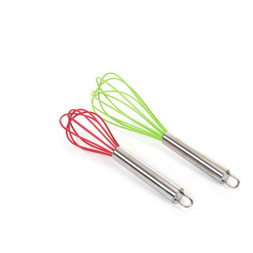 Wholesale kitchen stainless steel silicone manual egg whisk
