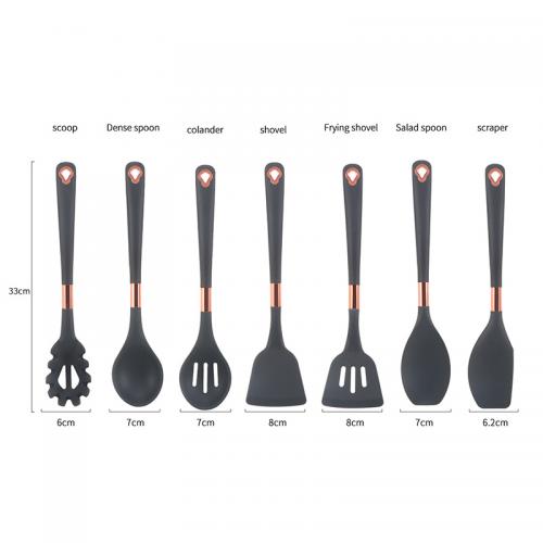 Custom Design Kitchenware set Heat resistant stainless steel silicone cooking tools
