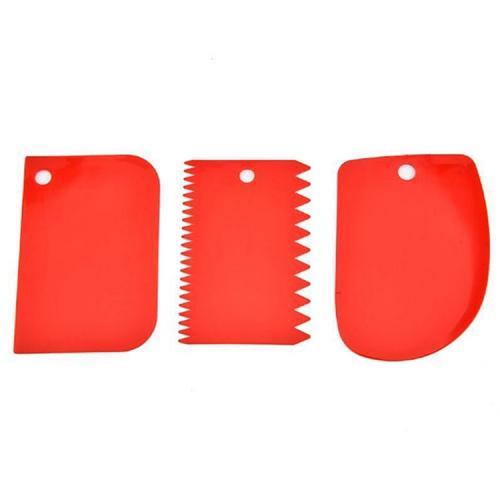 Custom Design 3 Pcs Silicone Cake Icing Scraper Cutters Smoother Tool Set