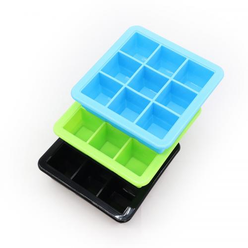 Factory Supply 9 Grids Silicone Ice Cube Mold With Cap
